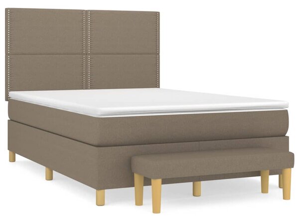 VidaXL Box spring postelja z vzmetnico taupe 140x200 cm blago