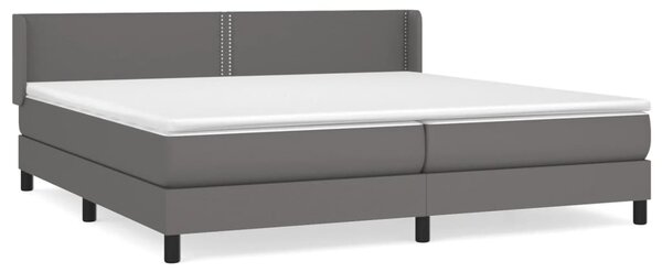 VidaXL Box spring postelja z vzmetnico siva 200x200 cm umetno usnje