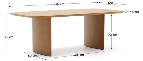 Jedilna miza v hrastovem dekorju 100x240 cm Litto – Kave Home