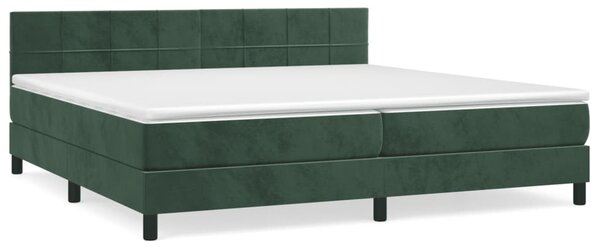 VidaXL Box spring postelja z vzmetnico temno zelena 200x200 cm žamet