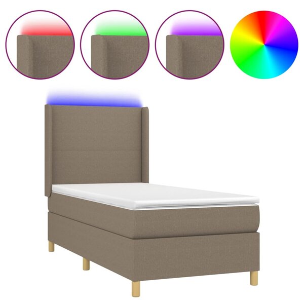 VidaXL Box spring postelja z vzmetnico LED taupe 80x200 cm blago