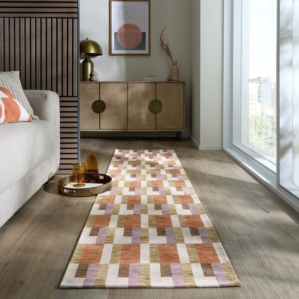 Tekač v naravni in oranžni barvi 60x230 cm Riley Block Geo – Flair Rugs