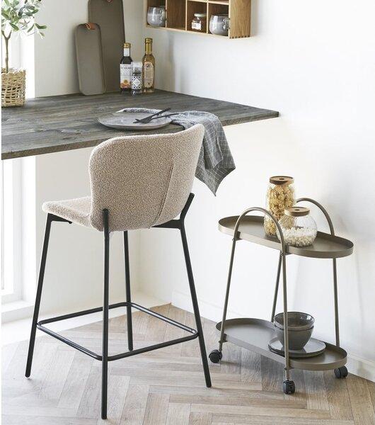 Bež oblazinjen barski stol (višina sedeža 65 cm) Maceda – House Nordic