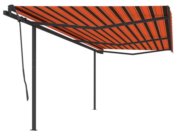 VidaXL Ročno zložljiva tenda s stebrički 6x3,5 m oranžna in rjava