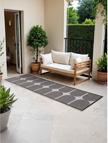 Črno-bel zunanji in notranji tekač 80x250 cm Duet Bowen – NORTHRUGS