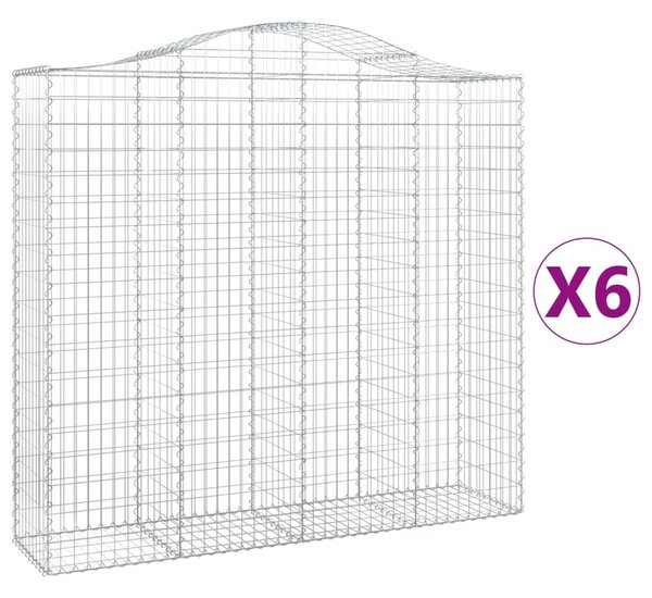 VidaXL Obokane gabion košare 6 kosov 200x50x180/200cm pocinkano železo