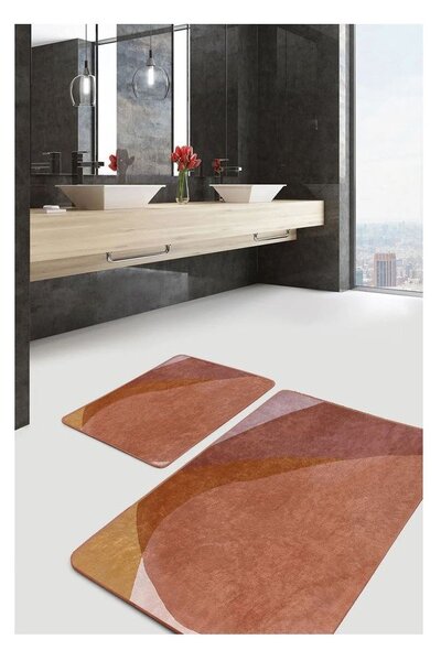 Rjave žametne kopalniške preproge v kompletu 2 ks 60x100 cm – Mila Home