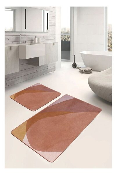 Rjave žametne kopalniške preproge v kompletu 2 ks 60x100 cm – Mila Home