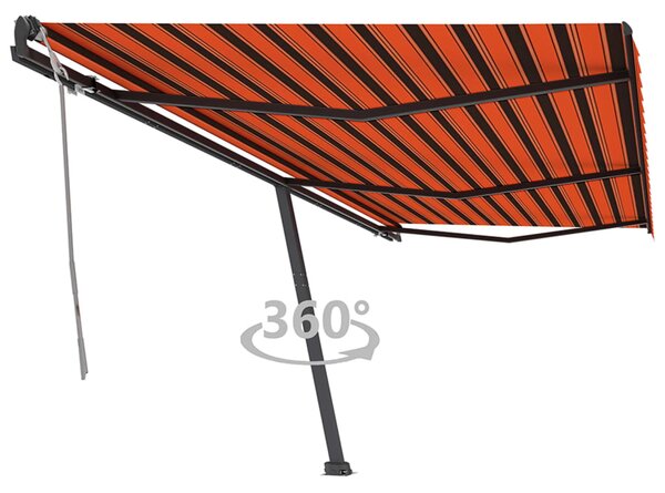 VidaXL Prostostoječa ročno zložljiva tenda 600x350 cm oranžna/rjava