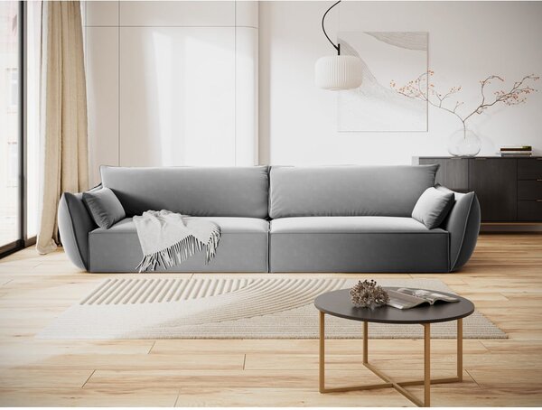 Svetlo siva žametna sedežna garnitura 248 cm Vanda – Mazzini Sofas