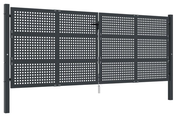 VidaXL Vrtna vrata antracitna 400x125 cm jeklo