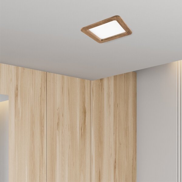 LED Vgradna svetilka WOODY SPOT LED/17W/230V 3000K oreh 18,5x18,5 cm