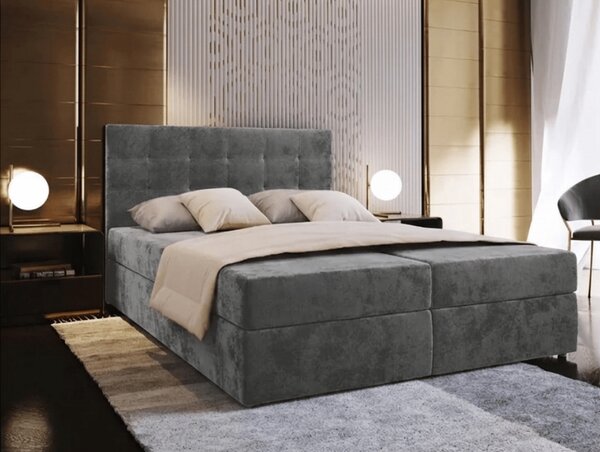 Oblazinjena postelja boxspring GLORIEN VELVET 140x200 cm siva Vzmetnica: Vzmetnica Bonell