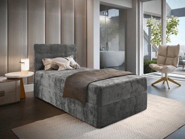 Oblazinjena postelja boxspring GLORIEN VELVET 80x200 cm siva Vzmetnica: Vzmetnica Bonell