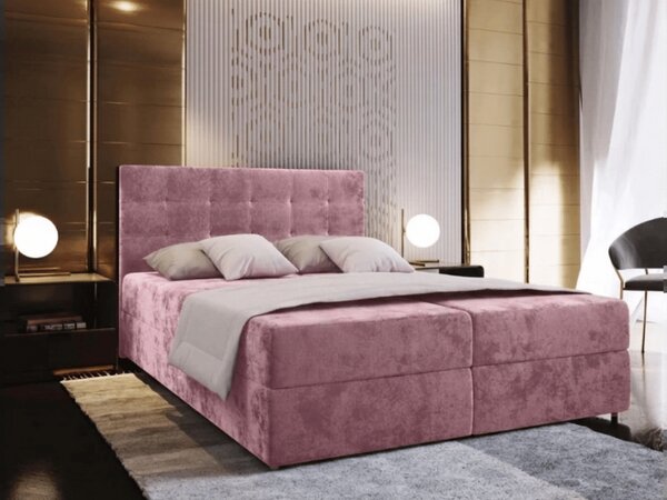 Oblazinjena postelja boxspring GLORIEN VELVET 160x200 cm roza Vzmetnica: Vzmetnica Bonell