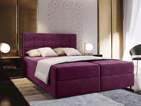 Oblazinjena postelja boxspring GLORIEN 180x200 cm vijolična Vzmetnica: Vzmetnica Bonell