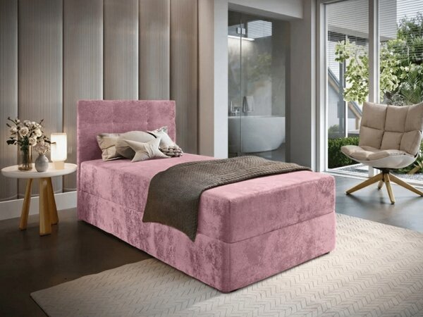 Oblazinjena postelja boxspring GLORIEN VELVET 90x200 cm roza Vzmetnica: Vzmetnica Bonell