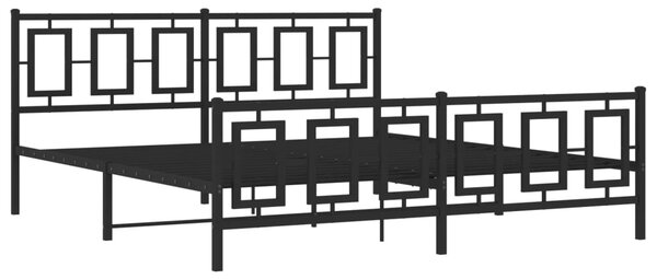 VidaXL Kovinski posteljni okvir z vzglavjem in vznožjem črn 183x213 cm