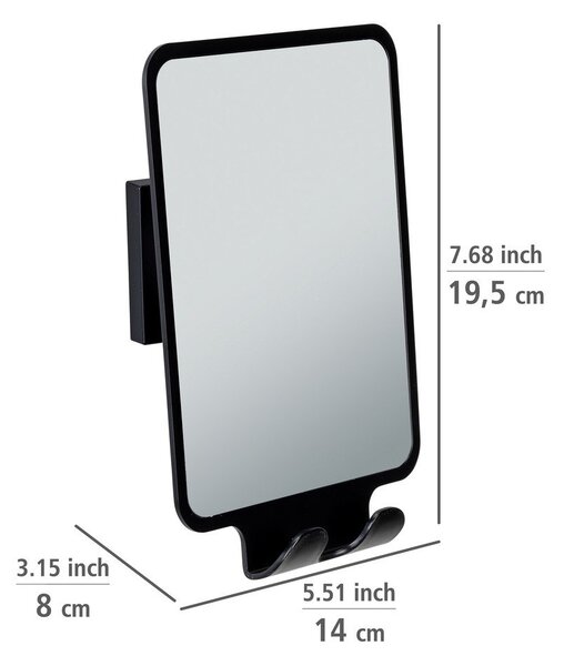 Kozmetično ogledalo z obešalnikom 14x19.5 cm Quadro Black – Wenko