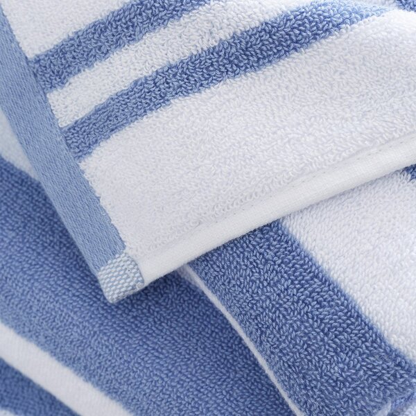 Bela/modra bombažna brisača 90x140 cm Stripe Jacquard – Bianca
