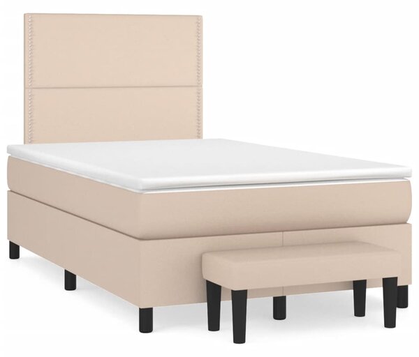 VidaXL Box spring postelja z vzmetnico kapučino 120x190cm umetno usnje