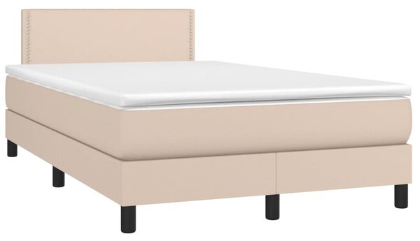 VidaXL Box spring postelja z vzmetnico kapučino 120x190cm umetno usnje