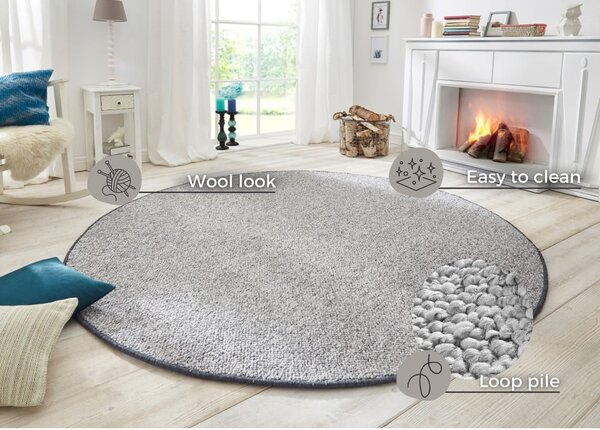Siva okrogla preproga ø 200 cm Wolly – BT Carpet