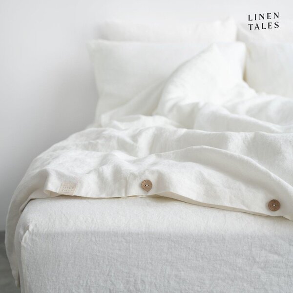 Bela podaljšana lanena posteljnina za zakonsko posteljo 200x220 cm – Linen Tales