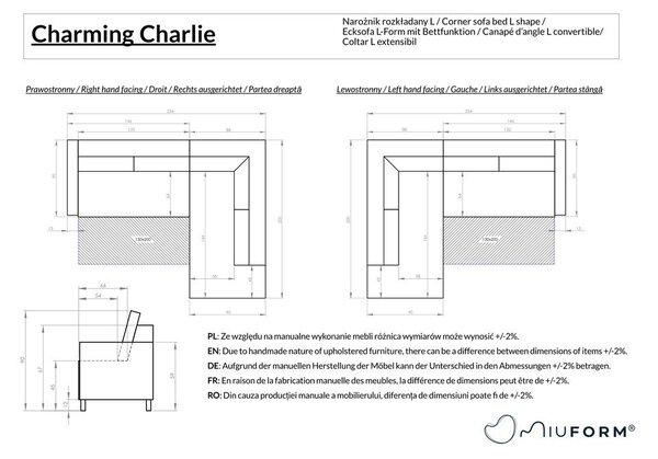Bež raztegljiva kotna sedežna garnitura (levi kot) Charming Charlie – Miuform