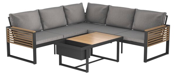 LOUNGE GARNITURA akacija masivno aluminij, jeklo