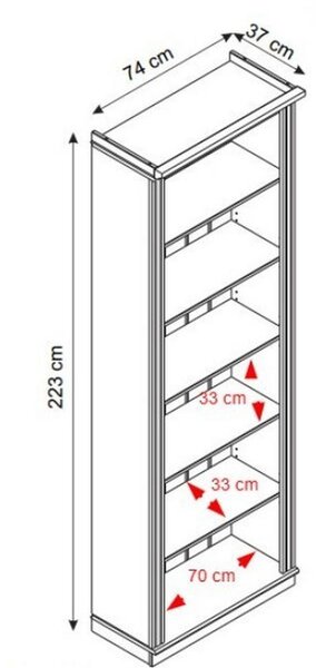 KNJIŽNA OMARA 223/222/34 cm barve bora, barve medu