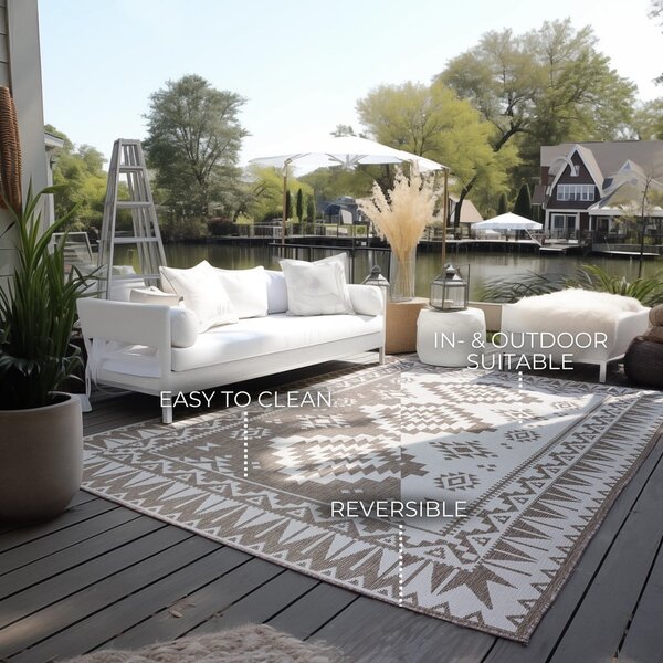 Rjava/kremno bela zunanja preproga 80x150 cm Gemini – Elle Decoration