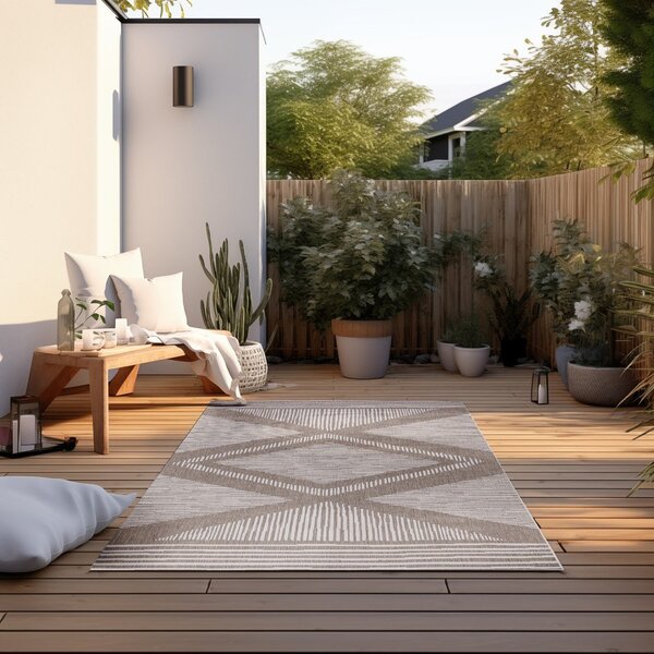 Rjava/kremno bela zunanja preproga 80x150 cm Gemini – Elle Decoration