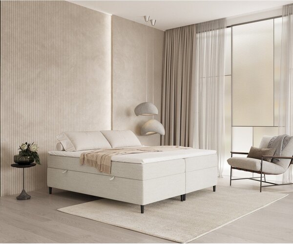 Kremno bela boxspring postelja s prostorom za shranjevanje 160x200 cm Araya – Maison de Rêve