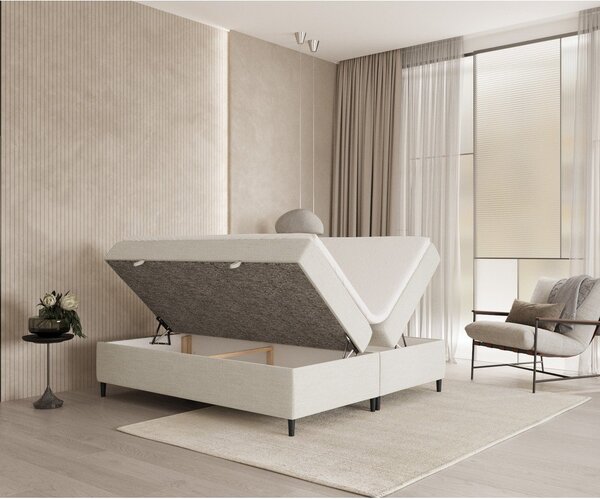 Kremno bela boxspring postelja s prostorom za shranjevanje 160x200 cm Araya – Maison de Rêve