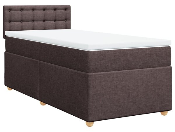 VidaXL Box spring postelja z vzmetnico temno rjav 90x190 cm blago