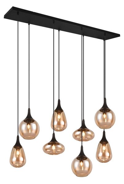 Črna/oranžna viseča svetilka s steklenim senčnikom Lumina – Trio