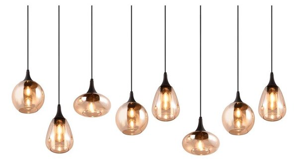 Črna/oranžna viseča svetilka s steklenim senčnikom Lumina – Trio