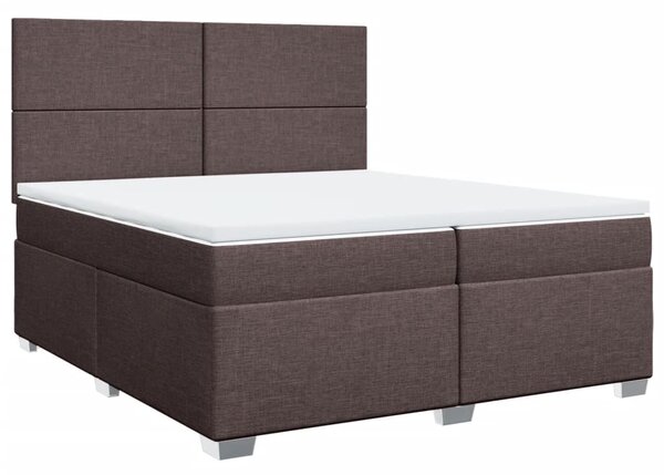 VidaXL Box spring postelja z vzmetnico temno rjav 200x200 cm blago