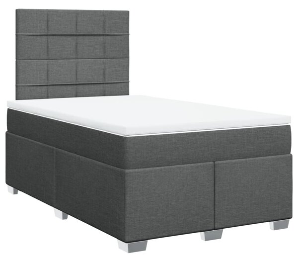 VidaXL Box spring postelja z vzmetnico temno siva 120x190 cm blago