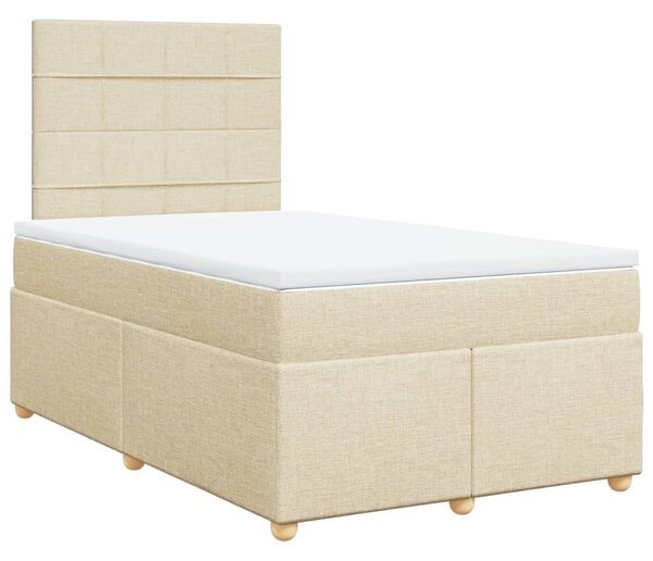 VidaXL Box spring postelja z vzmetnico krem 120x190 cm blago