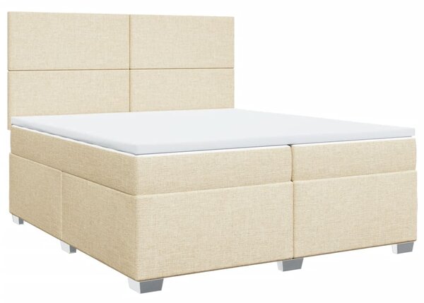 VidaXL Box spring postelja z vzmetnico krem 200x200 cm blago