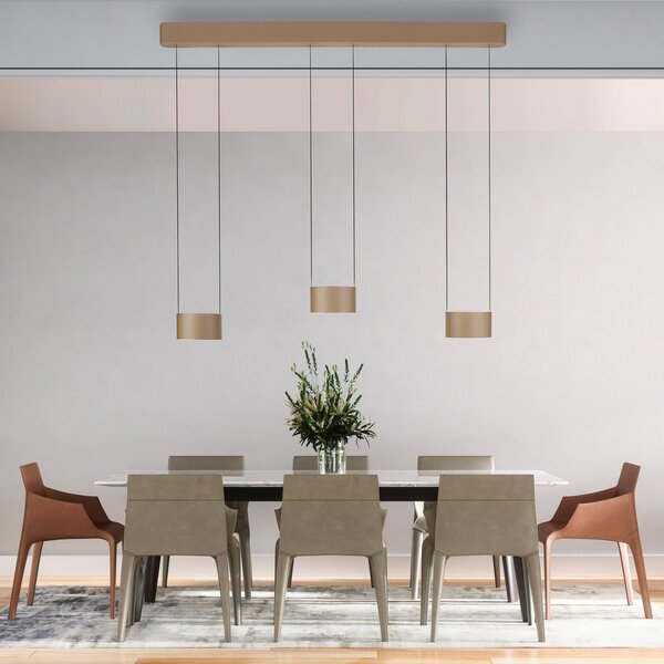 PURE LED-visoka svetilka Clipse, bronasta, dolžina 110 cm, CCT, 6-žarilna, zatemnjen, Bronasta / starinska medenina, Dnevna soba / jedilnica, Kovina, Sodobni