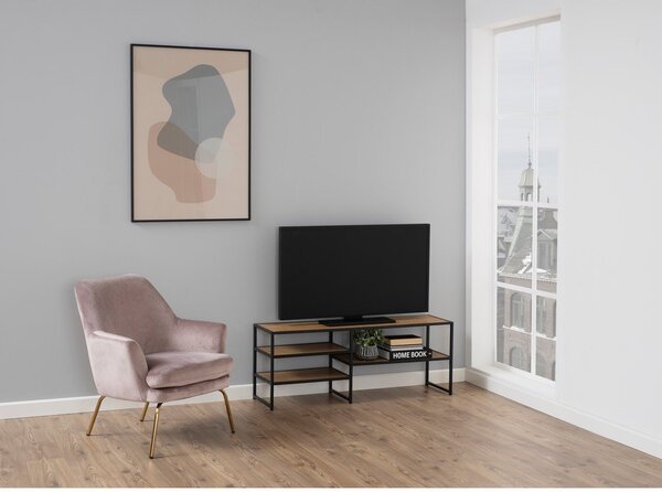 Črna TV omarica v hrastovem dekorju 120x46 cm Seaford – Actona