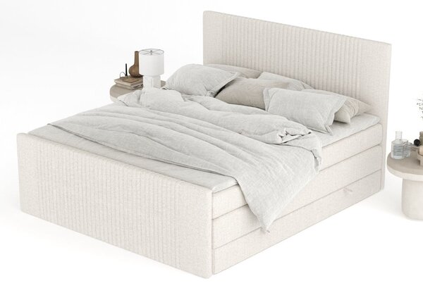 Bež boxspring postelja s prostorom za shranjevanje 140x200 cm Bergamo – Maison de Rêve
