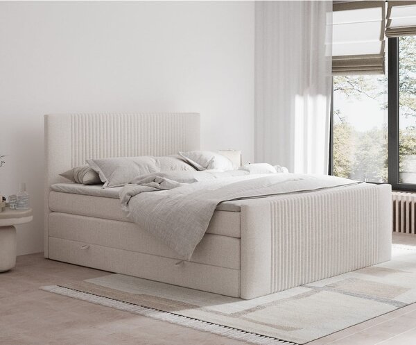 Bež boxspring postelja s prostorom za shranjevanje 140x200 cm Bergamo – Maison de Rêve