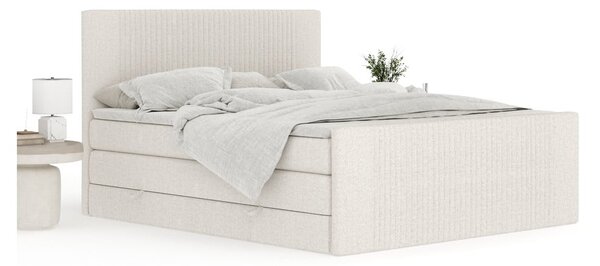 Bež boxspring postelja s prostorom za shranjevanje 140x200 cm Bergamo – Maison de Rêve