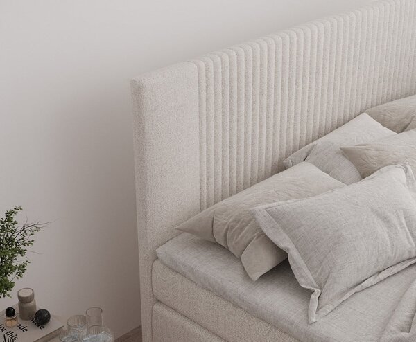 Bež boxspring postelja s prostorom za shranjevanje 140x200 cm Bergamo – Maison de Rêve