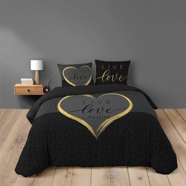 Črna bombažna posteljnina za zakonsko posteljo 200x200 cm Crazy Love – douceur d'intérieur