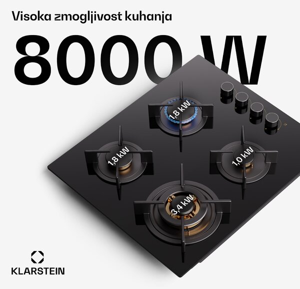 Klarstein Goldflame 4, plinska kuhalna plošča, 4 gorilniki
